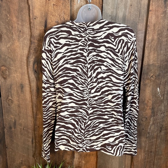 Jones New York Brown/Cream Zebra Print Cardigan - Size Small - Picture 4 of 11